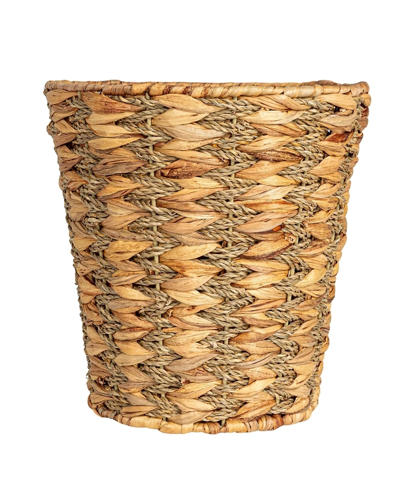 Household Essentials Water Hyacinth and Seagrass Round Waste Basket, Natural