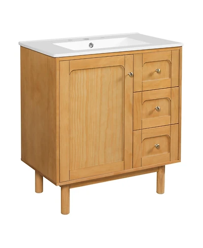 Boyel Living 30 inches Freestanding Bathroom Vanity with Single Ceramic Sink