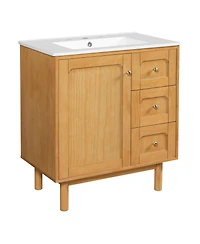 Boyel Living 30 inches Freestanding Bathroom Vanity with Single Ceramic Sink