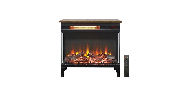 Flynama 24 inch three sided glass electric fireplace with feet