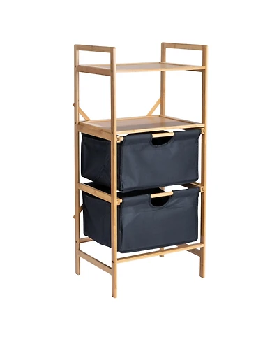 Household Essentials Bamboo Storage Shelf with Cotton Fabric Drawers