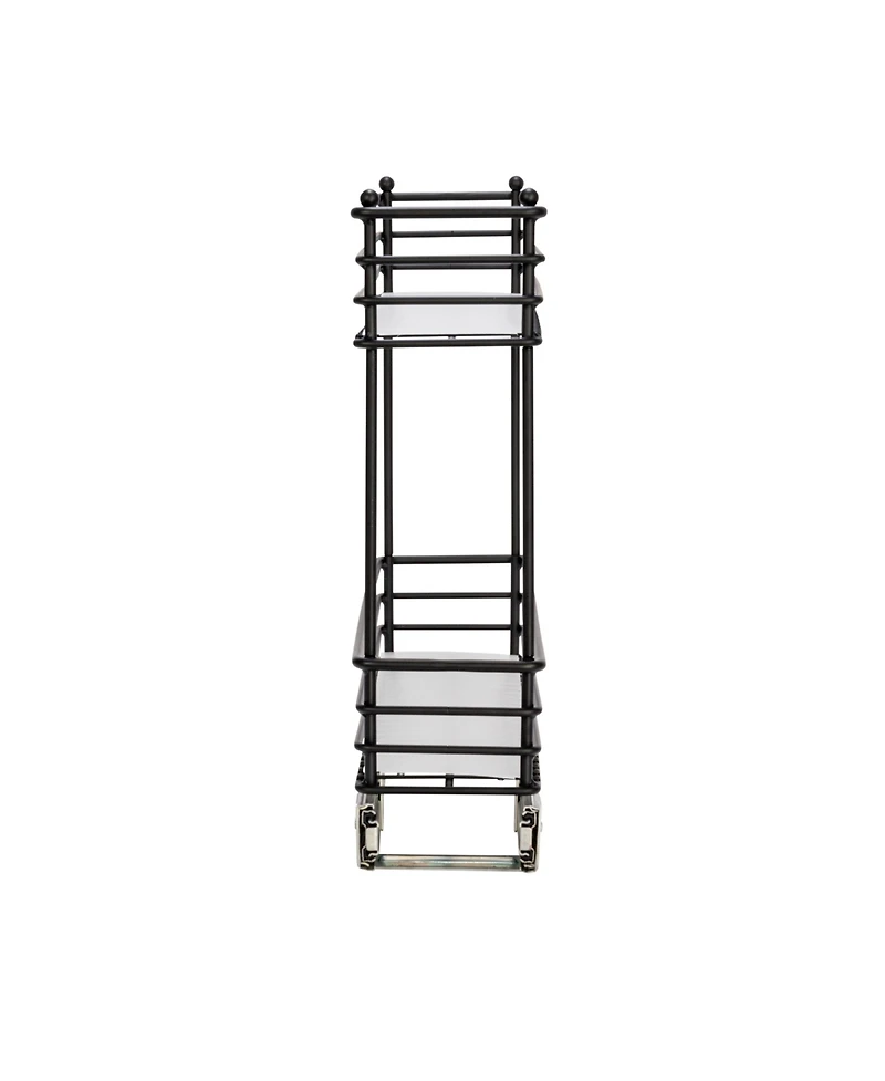 Household Essentials Glidez Multipurpose Paint-Finished Steel Pull-Out Storage Organizer, 2-Tier Design, Black