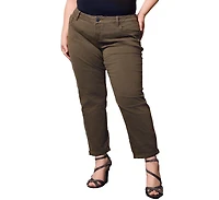 Slink Jeans Women's Color Mid Rise pants rolled 25.5" Inseam - Forest