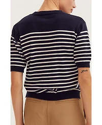 Crescent Women's Olivia Stripe Short Sleeve Sweater Top
