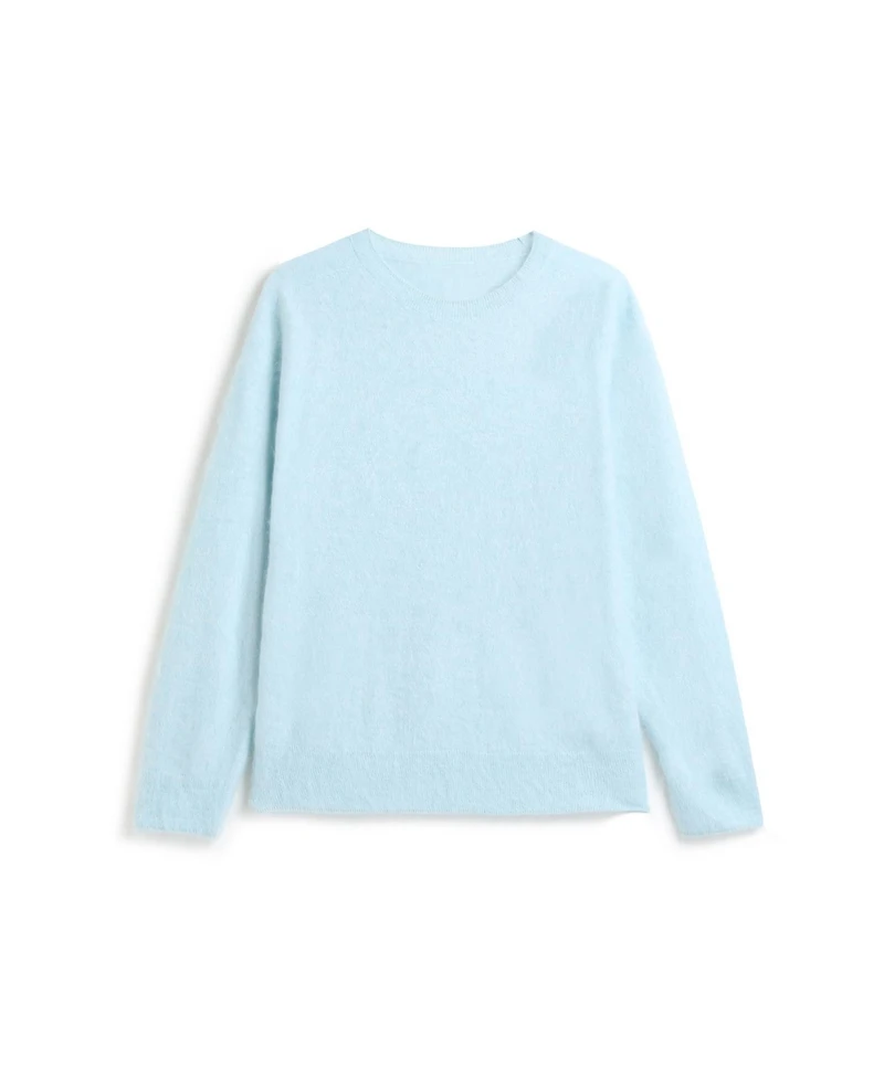 Bellemere New York Women Brushed Silk Cashmere Crew-Neck Sweater