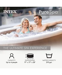 Intex PureSpa 4 Person Bubble Massage Inflatable Hot Tub Spa Set, Sahara Tan