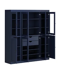 Palace Imports 100% Solid Wood 65" Pantry China Cabinet with Clear Glass, Shaker Doors, 2-Drawers & Adjustable Shelves