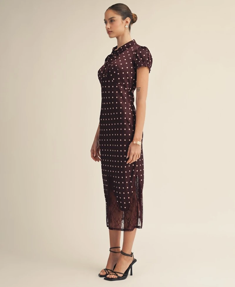 Arose Studio, Inc Women's Nerina Collared Lace Design Midi Dress