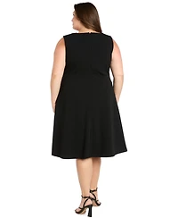 R & M Richards Plus Sleeveless V-Neck Midi Dress