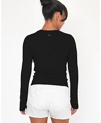 Rebody Active Women's Raya Mid Length Compression Nylon Long Sleeve Top