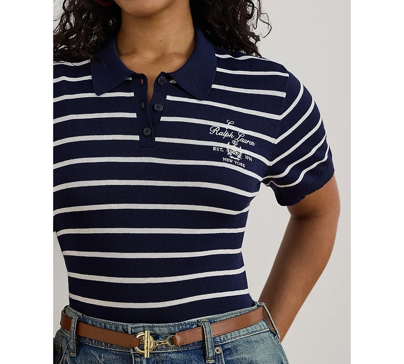 Lauren Ralph Plus Striped Polo Sweater