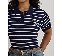 Lauren Ralph Plus Striped Polo Sweater
