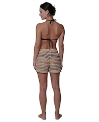 J Valdi Women's Drawstring Pull-On Swim Shorts