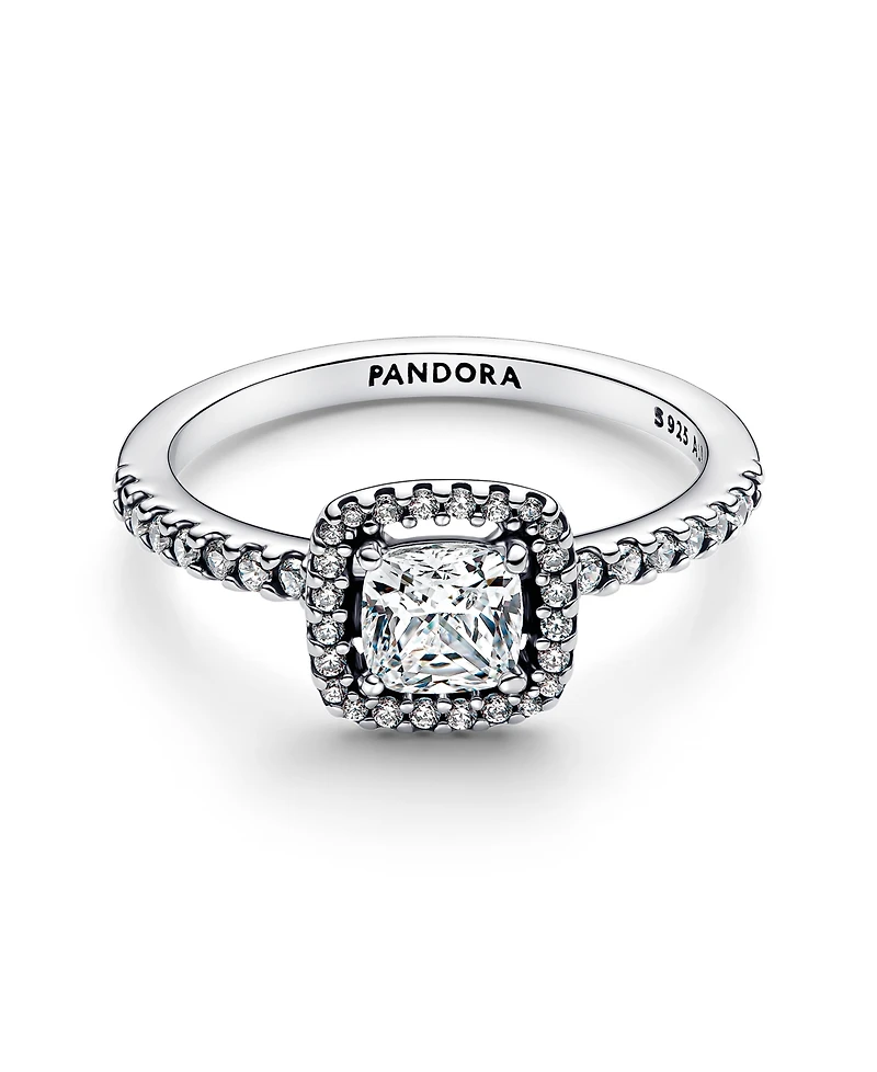 Pandora Sparkling Square Halo Ring