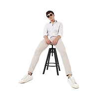 Campus Sutra Men's White And Blue Striped Regular Fit Casual Shirt