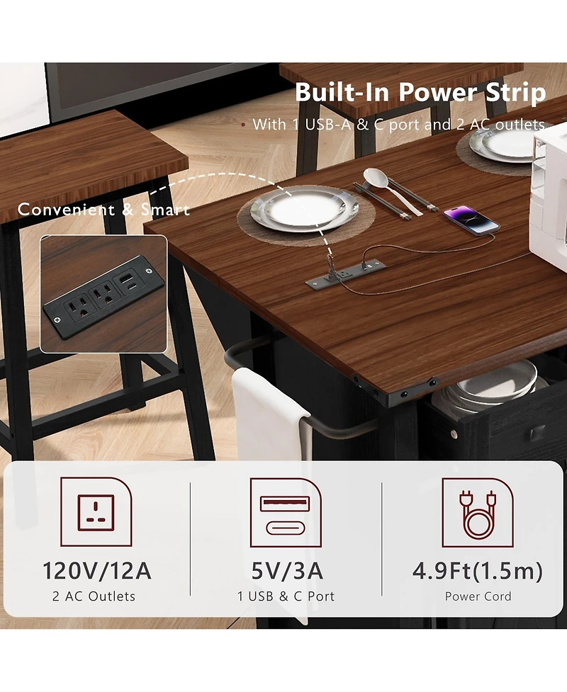 Boyel Living 58" Farmhouse Kitchen Island with Storage, Sliding Barn Door & Metal Grid Side Door, Rolling Table D
