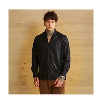 Campus Sutra Men's Onyx Black Corroded-Tactile Shirt