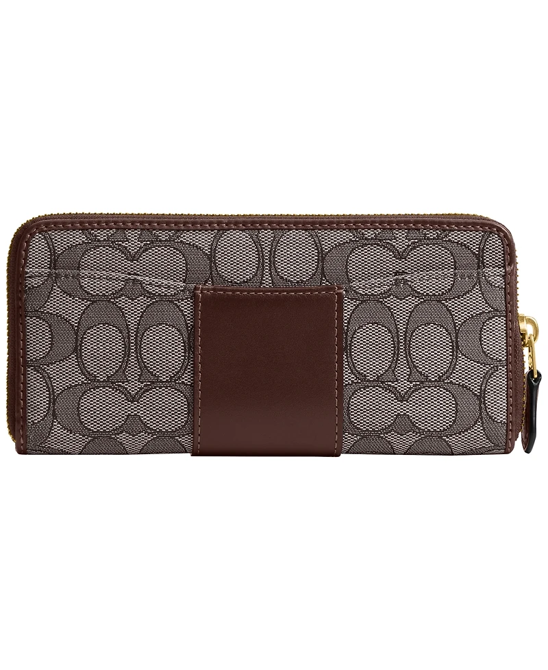 Coach Essential Signature Canvas Slim Accordion Zip Wallet