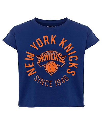 Women's Navy New York Knicks Cropped Genuine Issue Collection Alana T-Shirt