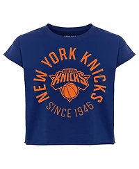 Women's Navy New York Knicks Cropped Genuine Issue Collection Alana T-Shirt