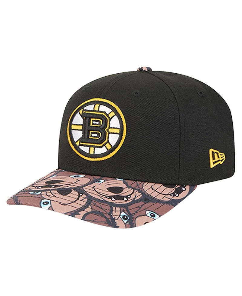 New Era Men's Black Boston Bruins Mascot Visor 9SEVENTY Adjustable Hat