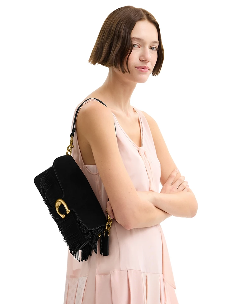 Coach Crystal Beaded Fringe Tabby Leather Shoulder Bag