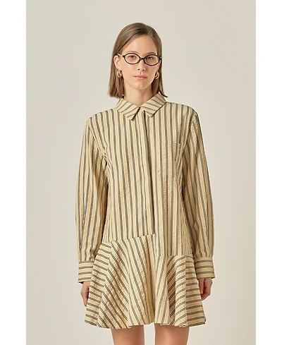 English Factory Women's Collar Flare Skirt Dress