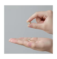 GiGiGirl 14K Gold Plated with White Mother Of Pearl & Clear Cubic Zirconia Paw Design Stud Earrings For Kids