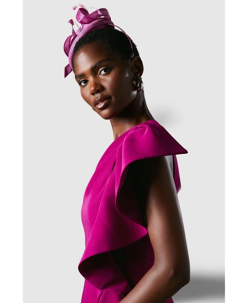 Coast Women's One Shoulder Crepe Ruffle Midi Dress