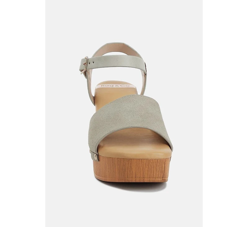 Daniela Suede High Block Sandals Beige