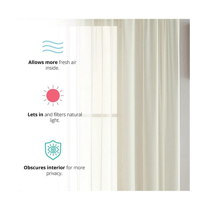 Hlc.me Essentials Sheer Voile Window Treatment Rod Pocket Curtain Panels