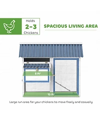 PawHut 55.5" Wooden Chicken Coop with Run Box, Nesting Box, Tray,