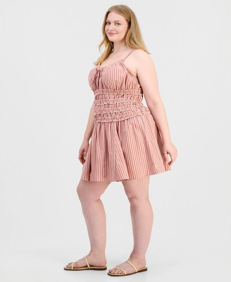And Now This Trendy Plus Striped Smocked Mini Dress, Macy's Exclusive
