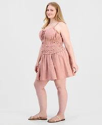 And Now This Trendy Plus Striped Smocked Mini Dress, Macy's Exclusive