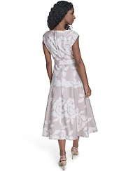 Calvin Klein Women's Scuba Belted V-Neck Midi Dress