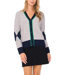 Vince Camuto Women's Elbow Argyle Long-Sleeve Sweater