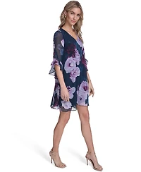 Calvin Klein Women's Three-Quarter Sleeve V-Neck Short Dress
