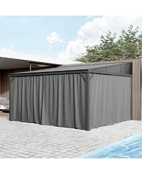 Homsee 12x14 Ft Aluminum Frame Sloped Galvanized Steel Roof Curtains & Netting Wall Mounted Gazebo Umbrellas & Awnings