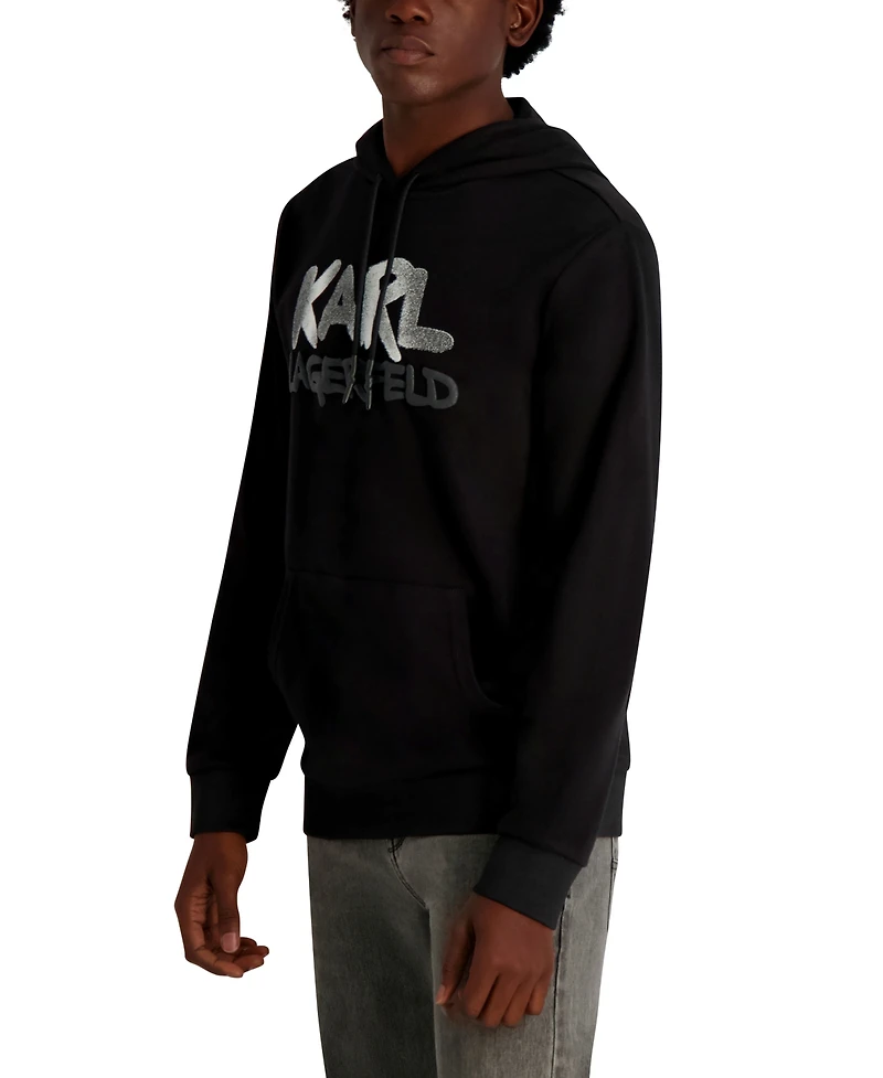 Karl Lagerfeld Paris Men's French Terry Graffiti Texture Hoodie