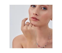 Spero London Enamel Rainbow Stripe Chunky Sterling Silver Ring