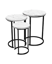 Lavish Home Round Modern 3-Pc. Wood Nesting Table Set