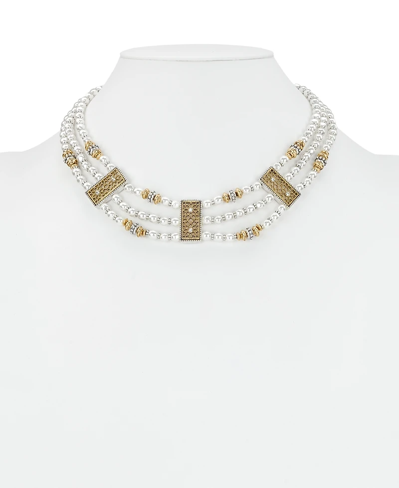 Patricia Nash 3 Strand Cultivated Pearl Layered Necklace