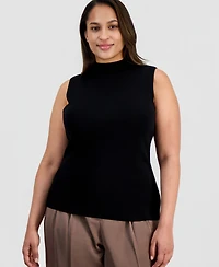 Tahari Asl Plus Mock-Neck Sleeveless Sweater