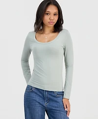 Hippie Rose Juniors' Jersey Knit Long-Sleeve Top