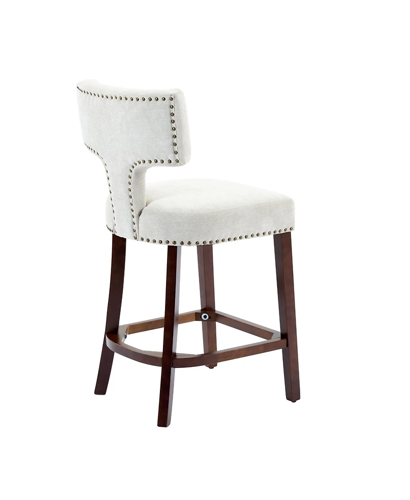 sumyeg Set of 2 Mid-Century Counter Stools with Curved Back and Upholstered Seat