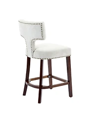 sumyeg Set of 2 Mid-Century Counter Stools with Curved Back and Upholstered Seat