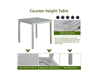 Casainc 5-Piece Silver Grey Counter Height Crystal Accent Dining Set with Square Wood Table and 4 Upholstered Chairs