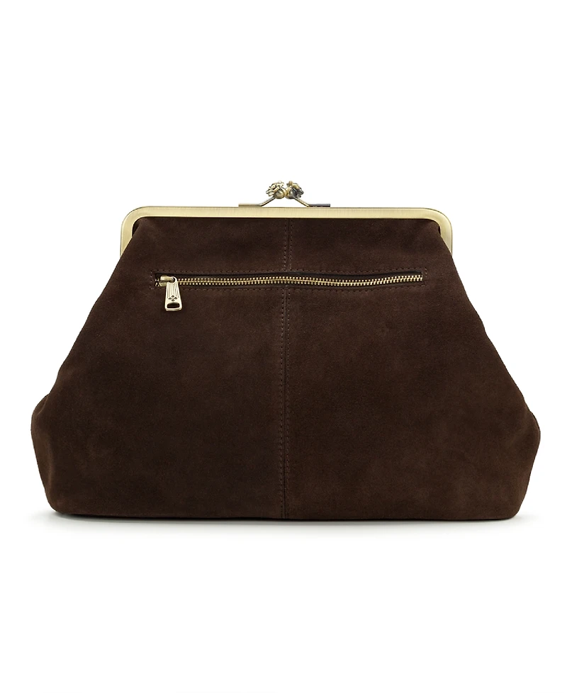 Patricia Nash Vivienne Suede Kisslock Frame Leather Crossbody Bag