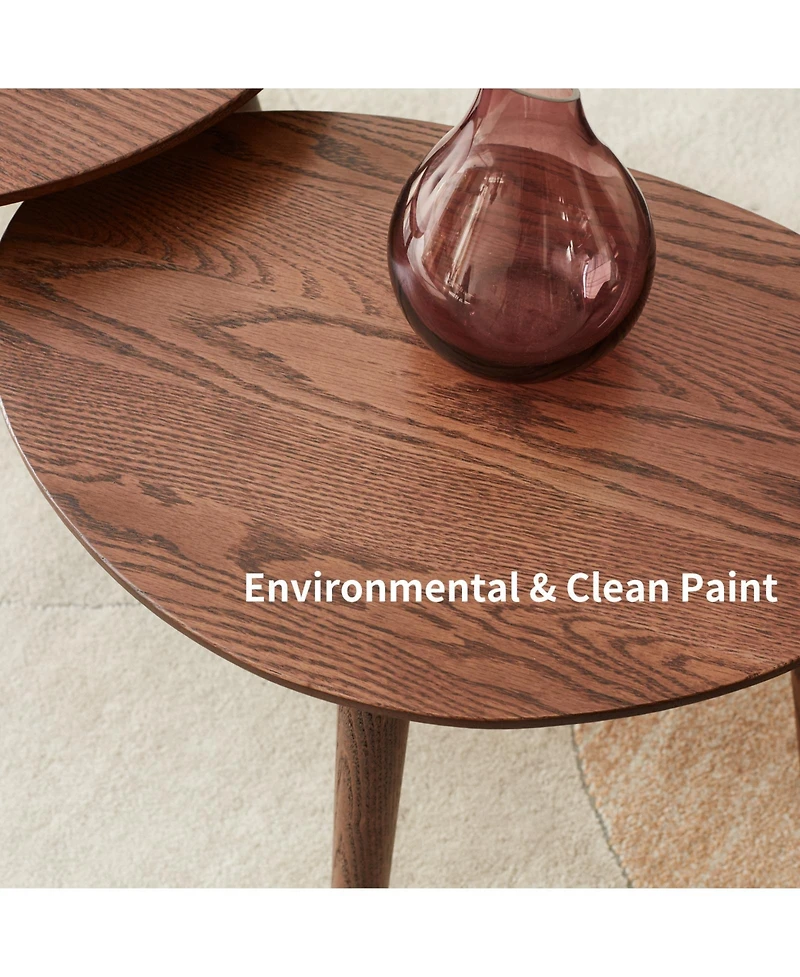 Casainc Pebble Shaped Solid Oak Wood Center Table with Natural Wood Top(only one table)