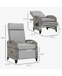 Outsunny Outdoor Recliner Chair with Adjustable Backrest, Cushion,